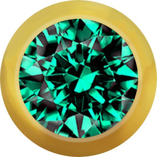 Produktbild Star Piercing Micro Kugel vergoldet mit Kristall türkis (ohne Messing, Chirurgenstahl 316L)