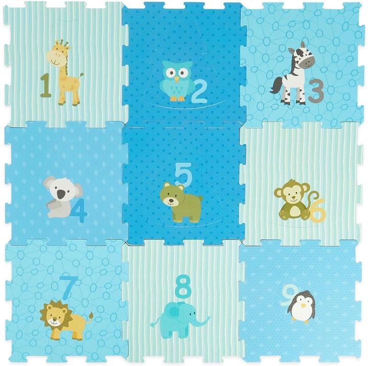 Produktbild Bieco Puzzlematte Tiere Blau, 18-teilig (30 x 30 x 90 cm)