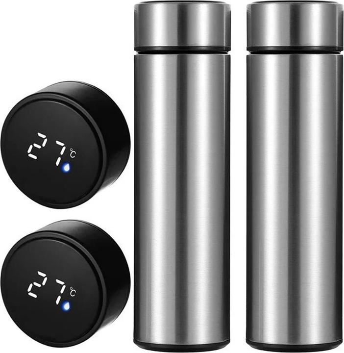 Immagine prodotto Herzberg Set di 2 borracce termiche sottovuoto con display touchscreen e temperatura, 500 ml, senza BPA (0.50 l)