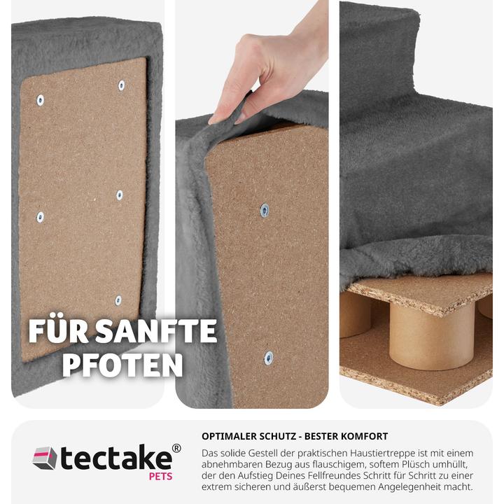 Actual product image tectake Escalier pour animaux domestiques Paw Path avec housse en peluche 37 x 45 x 34,5 cm (Dog, Cat)