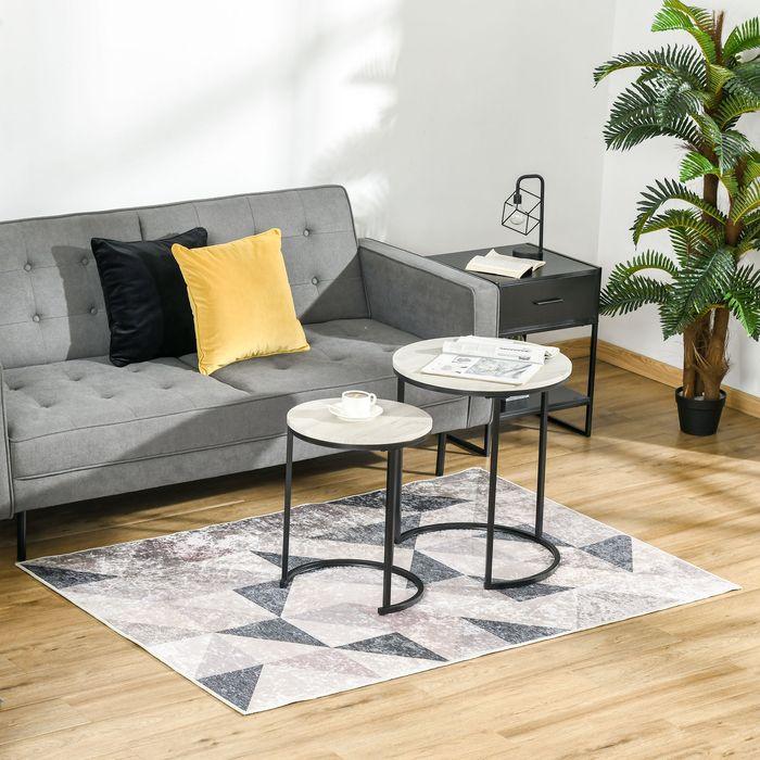 Actual product image Swisshandel24 Carpet with geometric shapes, fleece coating, 120x170cm, dark grey + light grey (170 x 120 cm)