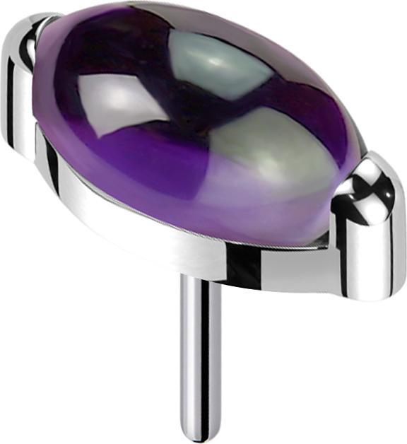 Produktbild Star Piercing Threadless silber Ovaler Amethyst Stein (Mineralisch, Titan G23, ohne Messing)