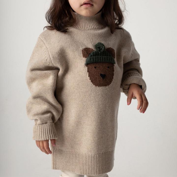 Image du produit Donsje Pull en laine mérinos Denn Ours - Biscotti Melange (5, 6)