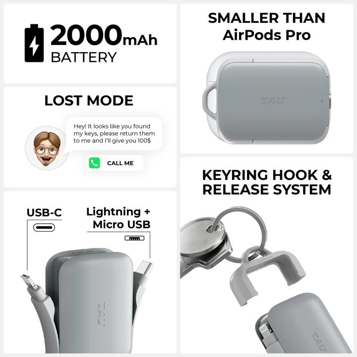 Produktbild Rolling Square TAU 2 Schlüsselbund-Powerbank (2000 mAh)