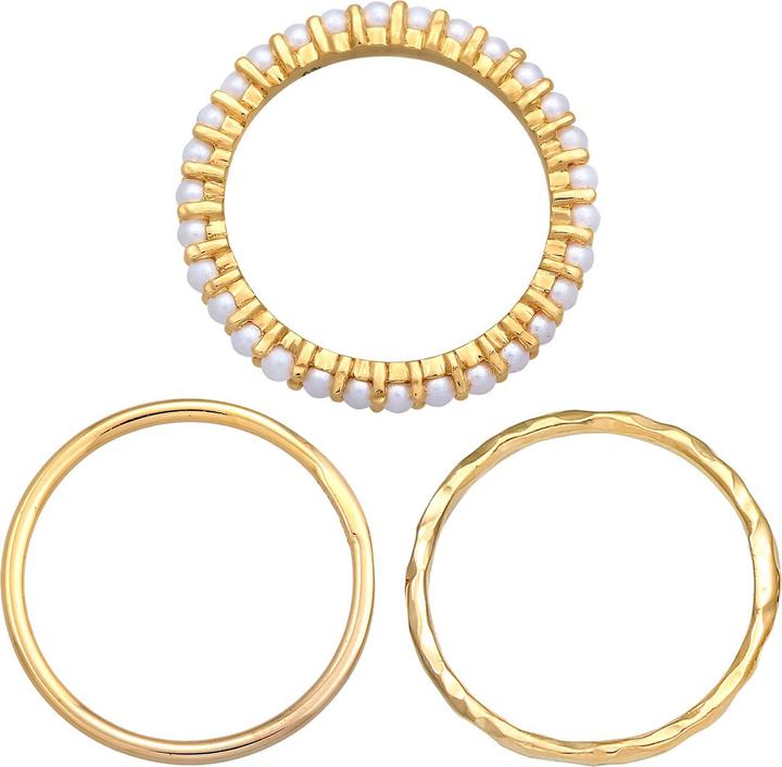 Produktbild Elli Ring Stapelring Perlen 3er Set 925 Silber (52, 925 Silber)