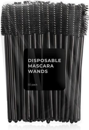 NoName Disposable Mascara Wands 50 Pieces - Eyelash Brushes and Eyebrow Spoolie (Black)