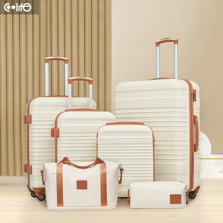 Immagine prodotto Coolife 6-teiliges Koffer-Set (93 l, Bagaglio a mano (fino a 50 litri), M (50 - 90l), L (90 - 115l))