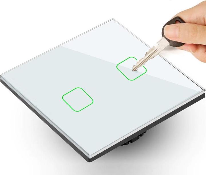 Image du produit Maclean Smart WiFi Interrupteur d'éclairage tactile double compatible avec Tuya APP Interrupteur mural
