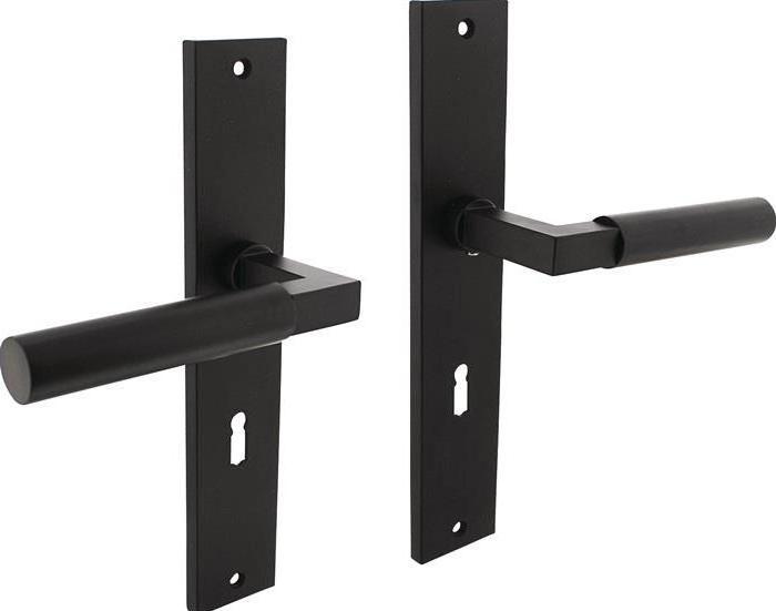 Actual product image Intersteel Langschildschildgarnitur Baustil Zamak F71 schwarz BB 72 mm DIN links / rechts (Door set)