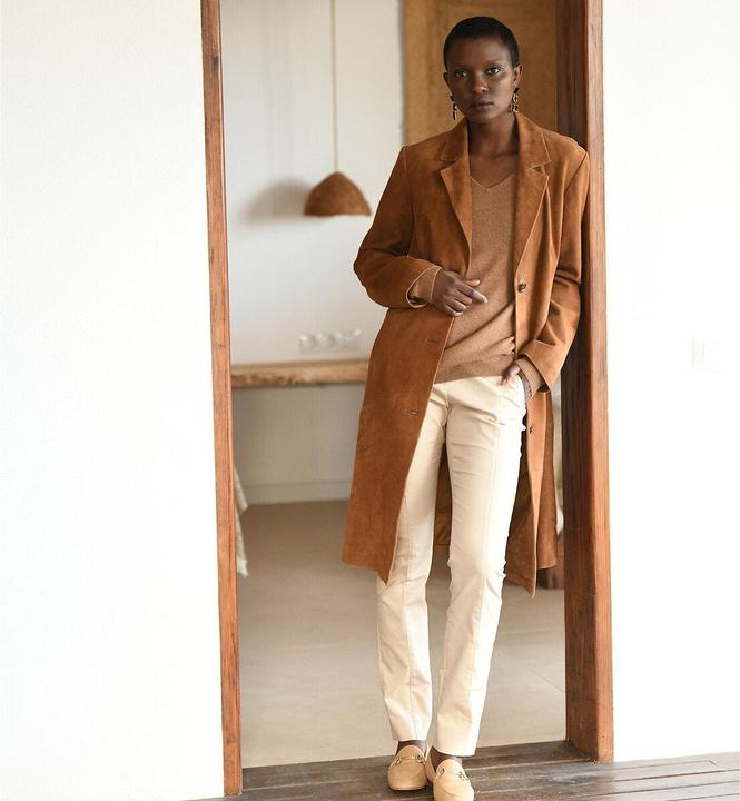 Actual product image Anne Weyburn Buttoned goatskin coat (46)