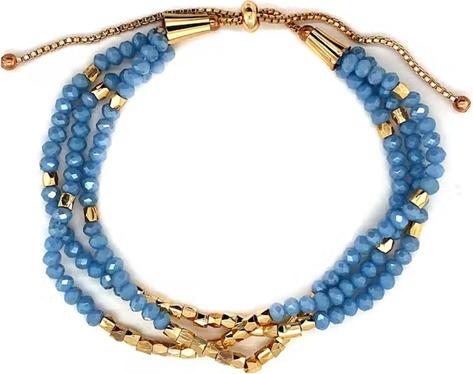 Signé Signè Armband mit Steinen Blau Gold & Schiebenverschluss No.5 (21 cm, Metall, Glas, Messing, Bleifrei, Cadmiumfrei, synthetische Kristalle, Nickelfrei)