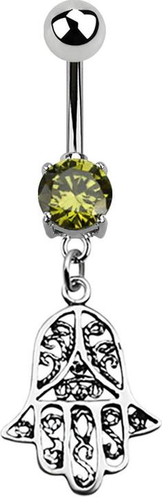 Immagine prodotto Star Piercing Banana in argento con ciondolo Hamsa oliva (senza ottone, Argento 925, Acciaio chirurgico 316L)