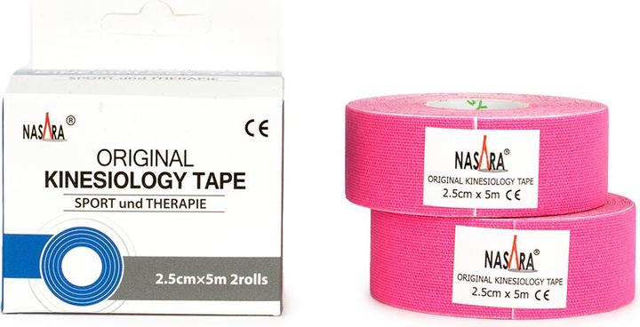 Actual product image Nasara Kinesiology Tape narrow pink 2.5cmx5m (5 m)