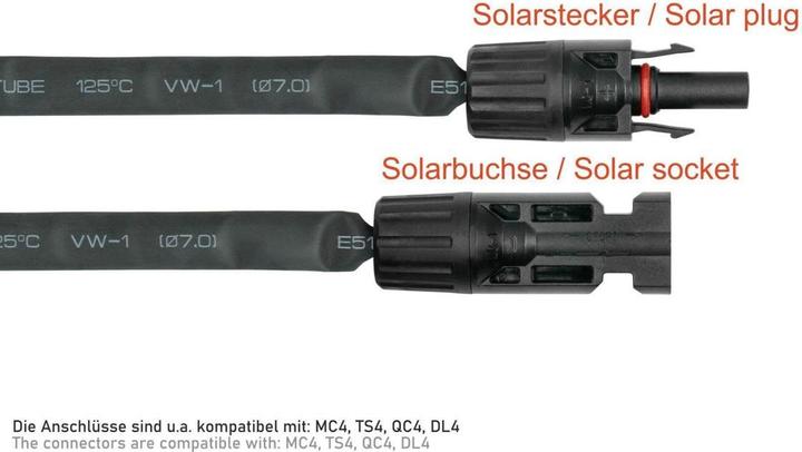 Actual product image Kabelmeister Solar window feed-through compatible, in pairs, black, flexible length: 30 cm (Solar cable)