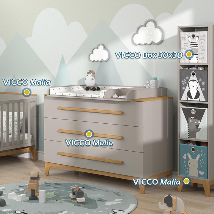 Produktbild VitaliSpa Wickelkommode Malia, Cashmere-Eiche, 133 x 98 cm XL mit 3 Schubladen