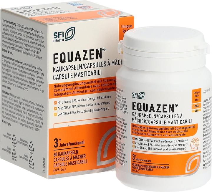 Valori nutrizionali e ingredienti Equazen IQ Equazen Capsule masticabili/Capsule da masticare/Capsule masticabili Ds 60 pezzi (60 Pezzo/i, Pillole, 75 g)