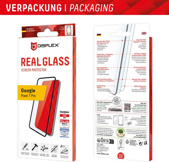 Actual product image Displex Real Glass, Full Cover Panzerglas (1 Piece, Google Pixel 7 Pro)