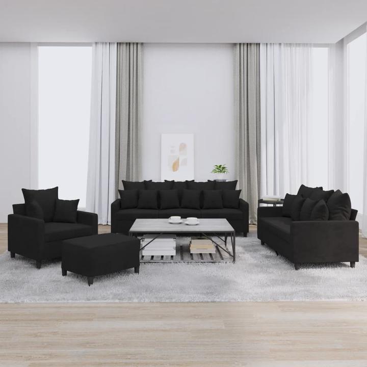 Immagine prodotto VidaXL Set di divani Cuscino Poltrona Divano Divano Design Divano 4 pezzi in velluto nero (3 posti)