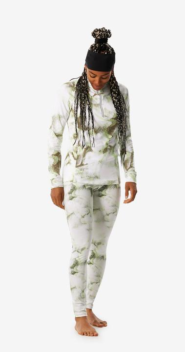 Produktbild Wedze Skiunterwäsche Funktionshose Damen - BL 500 Seamless grün/weiss mit Print (S)