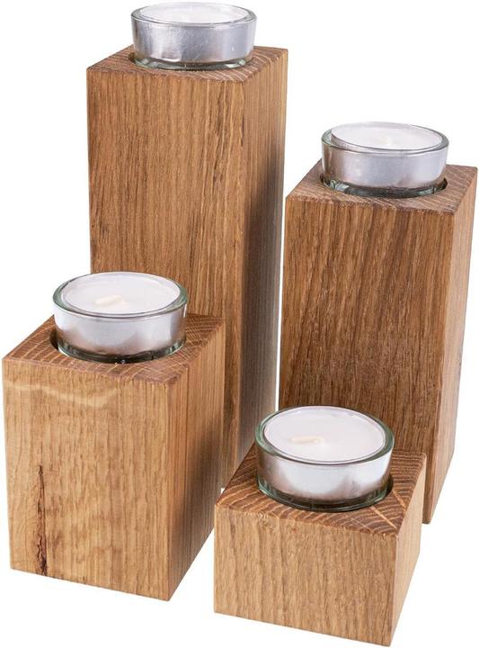 La Mia! Semplice portacandele in un set di 4 pezzi in legno di quercia oliato