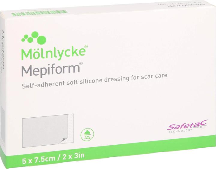Actual product image Mölnlycke Mepiform 5 x 7.5 cm silicone dressing for scar treatment, 5 pcs. Wound dressings