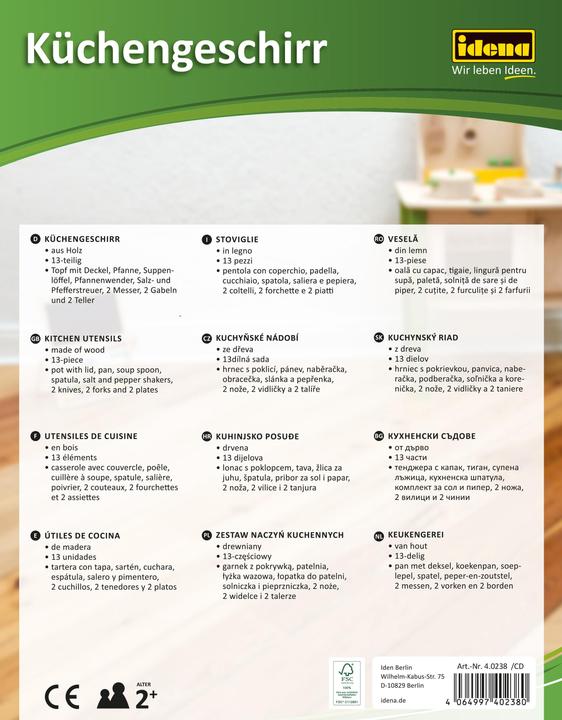 Valori nutrizionali e ingredienti Idena Utensili da cucina in legno 13 pezzi FSC100