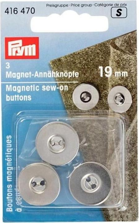 Actual product image Prym Magnet sewing button, silver 19 mm, card 3 pcs.