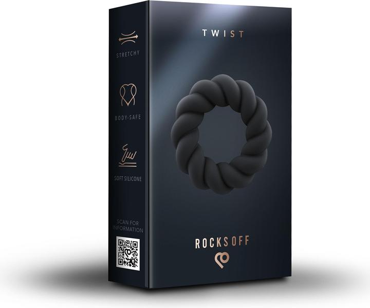 Productafbeelding Rocks-Off Twist - Niet-trillende Cockring - Zwart