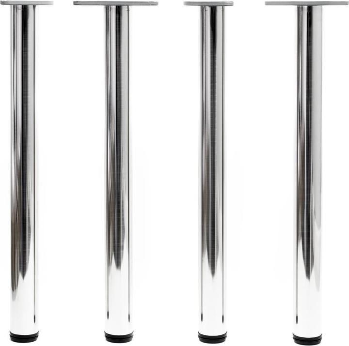 Image du produit Wiltec Pied de table Acier inoxydable Lot de 4 pieds Nickel Support de table Réglable 710mm Ø60mm