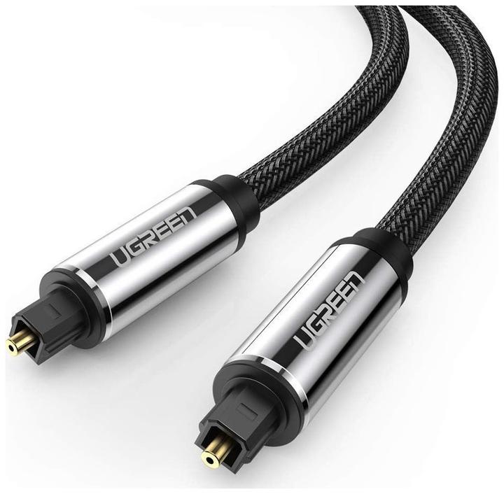 Ugreen AV108 Cavo audio ottico Toslink, alluminio intrecciato, 2 m (argento) (2 m, TOSLINK)