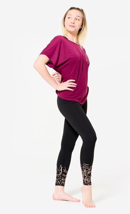 Immagine prodotto Domyos Tanz-Leggings Damen Modern Dance flacher hoher Taillenbund - schwarz (W30/L31)