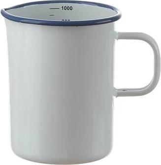 Produktbild Münder Emaille Messbecher (Milchtopf) 1l Weiss mit blauem Rand (1000 ml)