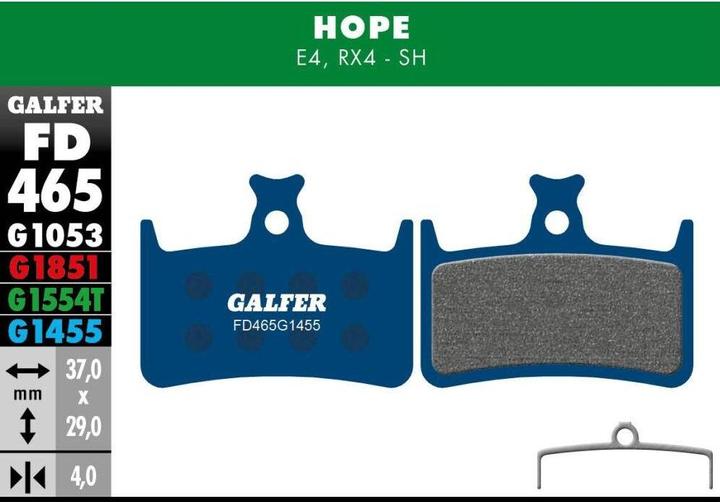 Image du produit Galfer Bike Plaquettes de frein route G1455 - Hope E4, RX4 - Shimano (Shimano, Espoir, Semi-métallique)