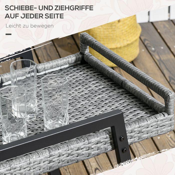 Actual product image Swisshandel24 BBQ trolley BBQ trolley Serving trolley, 1 shelf, PE rattan, 79cmx52cmx82cm, grey