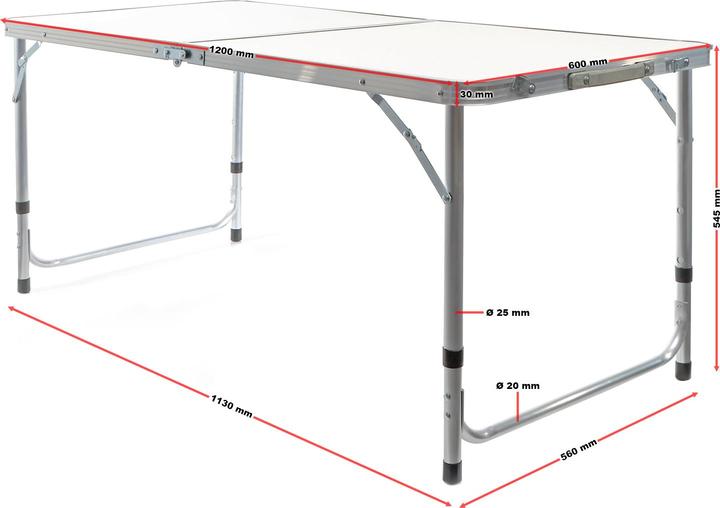 Actual product image Wiltec Toboli folding camping table 120x60x70cm height-adjustable folding table camping