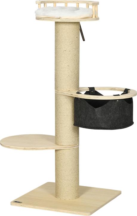 PawHut Cat tree with hammock and viewing platform (114 cm, Nature)