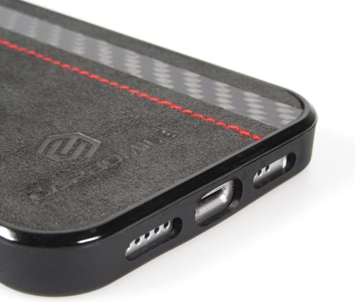 Image du produit Carbomile Coque alcantara et carbone avec surpiqûres rouges (compatible MagSafe) (Apple iPhone 14 Pro Max)