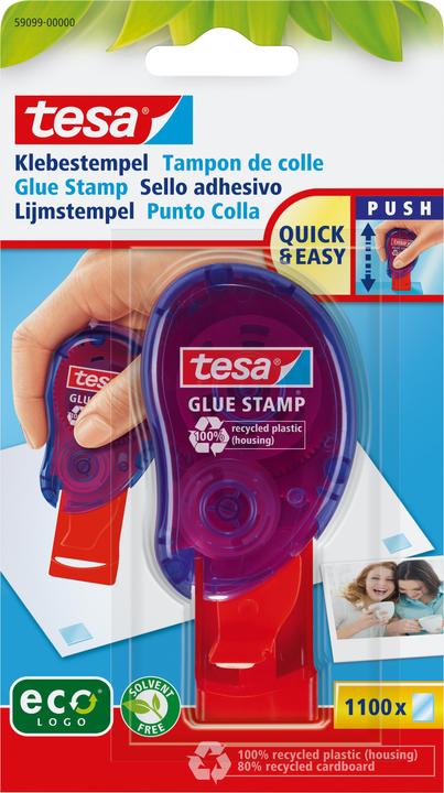 Image du produit tesa Tampons adhésifs ecoLogo, pastilles adhésives double face pour coller rapidement le papier, le