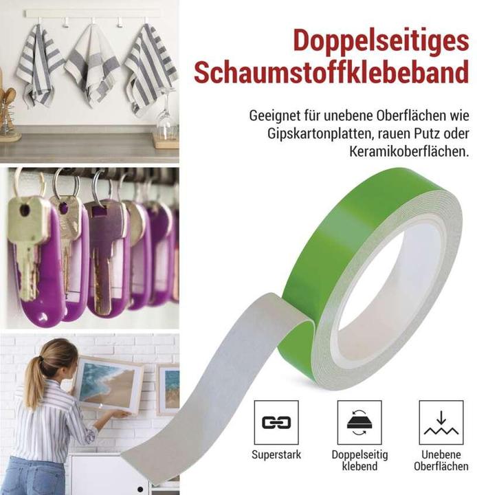 Produktbild Emos Doppelseitiges Schaumklebeband 20 mm / 3 m, grün (20 mm)