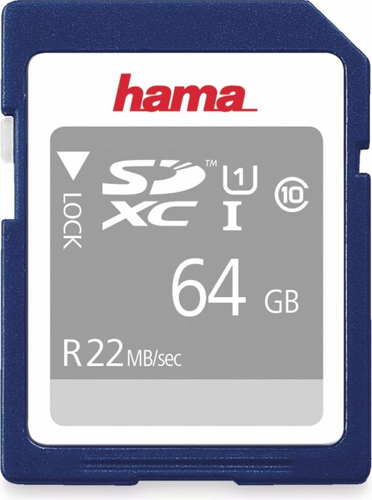Produktbild Hama SDXC 64GB Class 10 UHS-I 22 MB/s (64 GB, SDXC, U1, UHS-I)