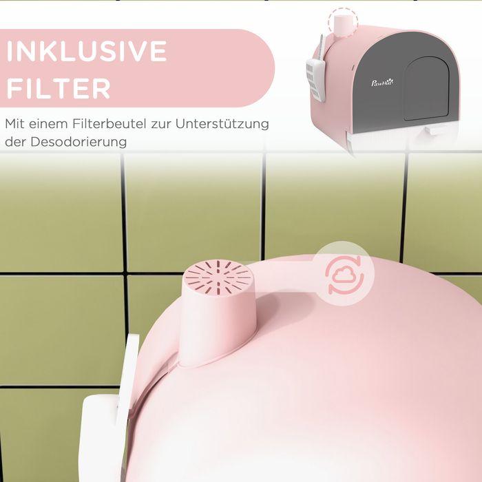 Produktbild Swisshandel24 Katzentoilette mit Haube, für Katzen bis 5 kg, Rosa (Katzenklo geschlossen)