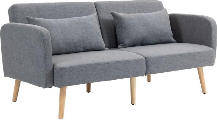 Produktbild Swisshandel24 3-Sitzer Schlafsofa, Gäste-Doppelbett, bis 240 kg, Klapplehnen, Holzrahmen, 170x83x80cm, Grau (3-Sitzer)