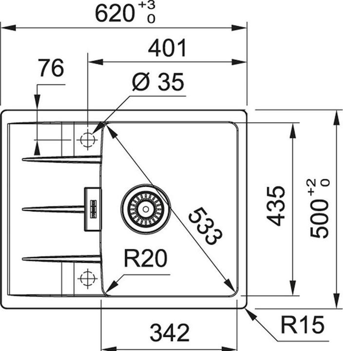 Actual product image Franke 114.0681.428 (Fitted sink, 50 cm, 60 cm)