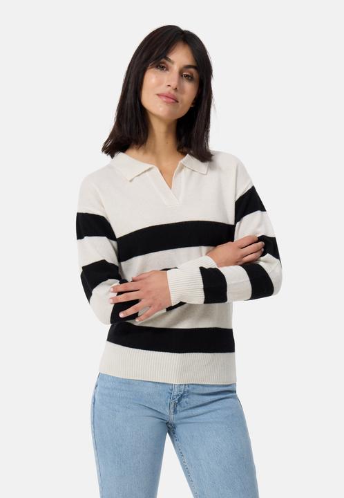 Cash-Mere Kaschmir Pullover mit Polokragen gestreift