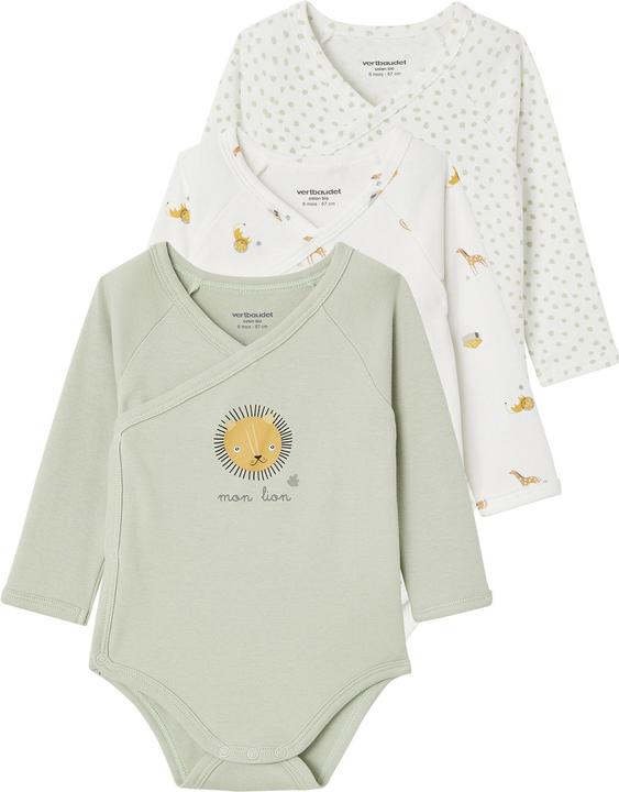 Vertbaudet 3er-Pack Baby Wickelbodys Bio-Baumwolle Oeko-Tex