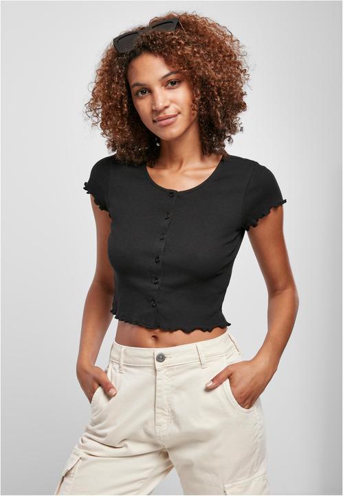 Produktbild Urban Classics Ladies Cropped Button Up Rib Tee (M)