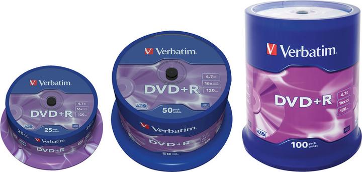 Image du produit Verbatim DVD+R, 4.7GB, 16x Spindel (25 x)