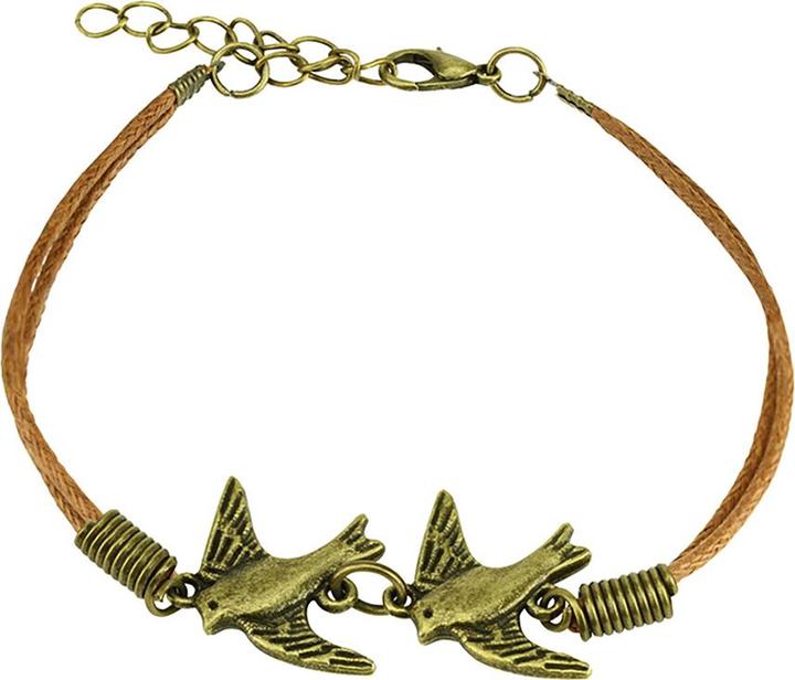 Image du produit Star Piercing Bracelet en similicuir marron deux colombes (Similicuir, sans laiton)