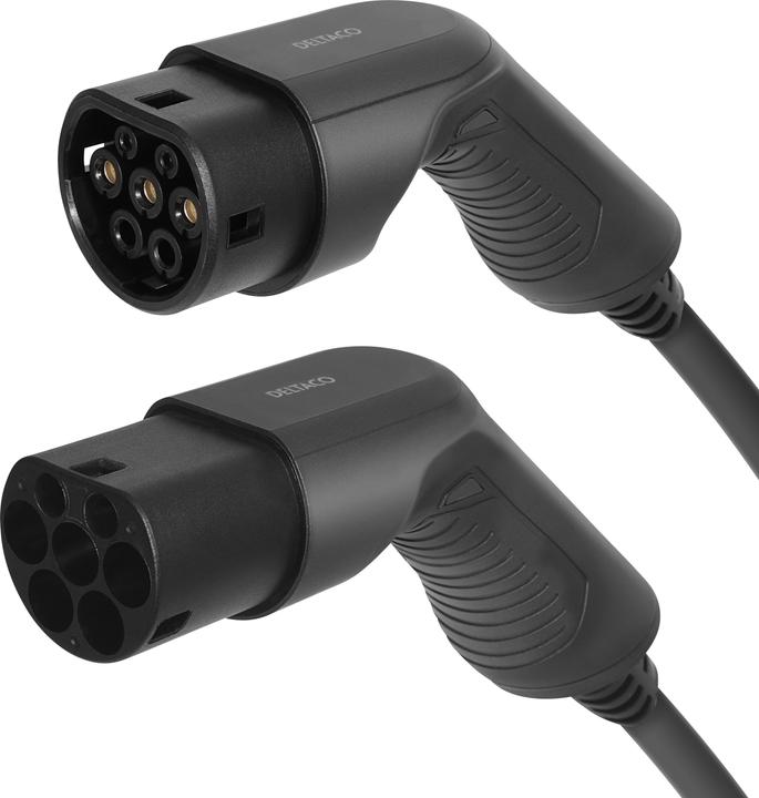 Immagine prodotto Deltaco Cavo di ricarica per auto elettriche Tipo 2 - Tipo 2, trifase, 32A, 22 kW, 7 m, nero (Tipo 2, 22 kW, 32 A, 7 m)