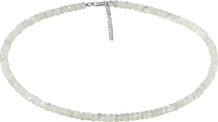 Immagine prodotto Xen Collana di pietra di luna bianca sfaccettata da 5,5 mm 43 + 5 cm Argento 925 (Argento 925, 43 cm)